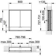 �������-���� Keuco Royal Lumos 800x735x165 ������������, ���������, �������, �����. DALI 14312171303