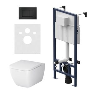 Комплект инсталляции AM.PM MasterFit клавиша S черн. мат+ унитаз Gem с сиденьем IS100238.901701