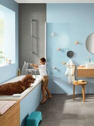 Смеситель Hansgrohe Ecostat E 15774000 для ванны термостат, настенный монтаж, излив 183мм, хром — изображение 3