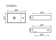 Раковина подвесная Ceramicanova Element 407х217х100 чаша слева, отв. под смеситель, белый CN6051L