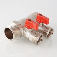 Коллектор VALTEC 3/4" на 2 подв.с шаровыми кранами 1/2"Н никель VTc.580.N.0502
