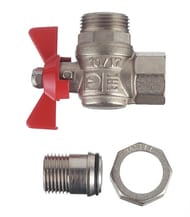 Кран угловой с американкой 1"ВН VALTEC BASE красная бабочка VT.228.N.06
