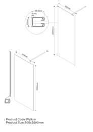 ������� ����������� Vincea Walk in 600x2000 VSW-1H600CLG   ������������� ������