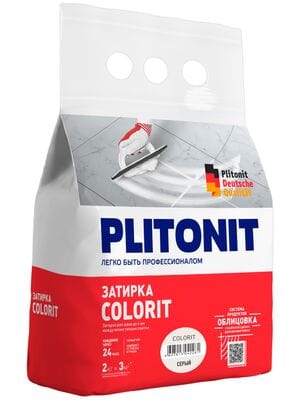 Затирка цементная PLITONIT Colorit серая, 2 кг