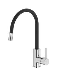 Смеситель IDDIS Kitchen 360 для кухни K36SBJBi05 высокий излив,верхний шланг из силикона,чёрный+хром