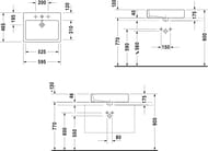 Раковина DURAVIT VERO 595х465х175 шлифованная, отверстие под смеситель, перелив, крепление 045260000