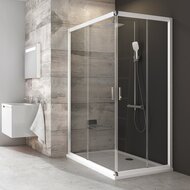 Стенка душевого уголка RAVAK BLIX BLRV2K-100 (1000х1900) раздвижные двери, стекло, белый+Transparent