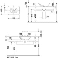 Раковина DURAVIT BACINO 033452 550х420х165 без площадки под смес, перелив, крепление 0334520000