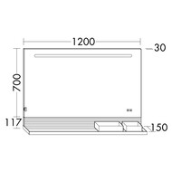 ������� Burgbad Fiumo 1200�700�30 LED, USB, ������, �������, �������, ������ ������� SFXP120FOT55