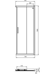 Дверь душевого уголка Ideal Standard CONNECT 2 (800х1950) откатная, стекло прозрач /алюминий K9259EO