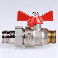 Кран с американкой 3/4"НН VALTEC BASE красная бабочка VT.226.N.05