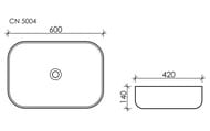 Раковина накладная Ceramicanova Element 600х420х140 прямоугольная, без перелива, белая CN5004
