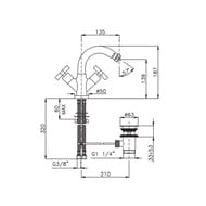 Смеситель для биде Nicolazzi Elica 2237CR87 двухзахватный, донный клапан, цвет: хром