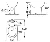 Чаша унитаза-компакт Grohe Bau Ceramic 39428000 (350х400х600) безободковая
