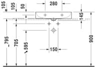 Умывальник Duravit DuraSquare 600х470 шлифов., отверстие под смеситель, без перелива 2353600071