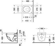 Унитаз подвесной DURAVIT STARCK 3 360х485х355 вертикальный смыв 2202090000