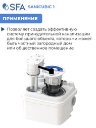 Канализационная насосная установка SFA SANICUBIC 1 IP68 460х426х300 для общественного пользования