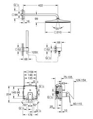 Душевая система Grohe Eurocube 25238000 встраиваемый смеситель с вн.частью, верхний/ручной душ, хром