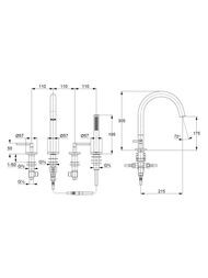 ��������� KLUDI Nova Fonte Puristic �� ���� �����, �� 4 ���������, � ���. ����������, ���� 204250515