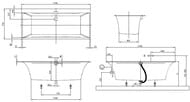 Ванна квариловая Villeroy & Boch SQUARO EDGE 12 (1700х750х595) с ножками, белая UBQ170SQE2DV-01