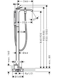Смеситель Hansgrohe Vivenis 75445000 для ванны напольный, однорычажный, хром — изображение 2