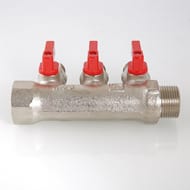 Коллектор VALTEC 3/4" на 3 подв.с шаровыми  кранами 1/2"Н никель VTc.580.N.0503