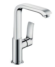 Смеситель Hansgrohe Metris 31187000 для умывальника с высоким поворотным изливом, нажимным клапаном