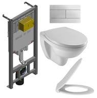Инсталляция Jacob Delafon E29025 кнопка хром +унитаз Patio rimless,сиденье тонкое микр. E21740RU-00