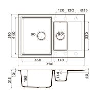 ����� Omoikiri DAISEN 78-2-BL (780�510�234) �������, ���������, ��� ����, ������ 4993334