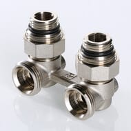 Узел для нижнего подключения радиатора VALTEC 3/4" угловой, евроконус, c адаптерами VT.345.KNA.E04