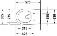 Унитаз подвесной DURAVIT ARCHITEC 360х575х310 безободковый, с сиденьем с микролифтом 45720900A1