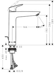 Смеситель Hansgrohe Logis для умывальника, излив 190 мм, с донным клапаном, черный мат. 71090670 — изображение 3