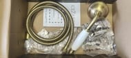 Уценка! Смеситель CEZARES FIRST VD-02-Bi для ванны, излив 150мм, с ручным душем, бронза/ручки белые - уценка. — изображение 4
