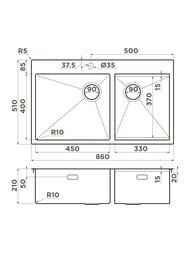 ����� Omoikiri AKISAME 86-2 SIDE GB (860�510�210) ������� ���� �����, ������ 4997047