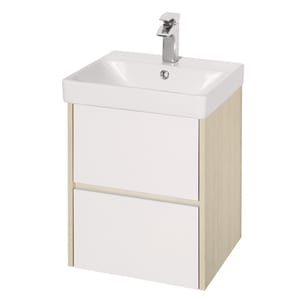 Тумба под умывальник AQUATON Сканди 45 1A251601SDB20 432x427x522 2 ящика, белый глянец/дуб верона