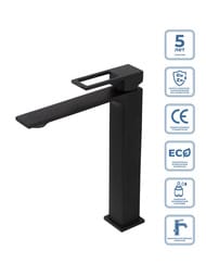 Смеситель на раковину BelBagno LUCE LUC-LMC-NERO-W0 высокий, однозахватный, без д/к, черный матовы — изображение 2