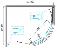   BelBagno DUE-RH-2-120/80-C-Cr (1200x800x1900)  / 