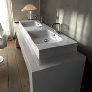 Раковина Kerasan Cento 353601*1 1400х450мм, подвесная, 2 отверстия под смеситель, белая