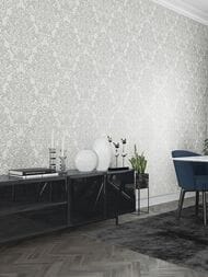 Обои виниловые на флизелине Marburg City Glam 32302 (1,06х10,05) дамаск, белые (рул.)