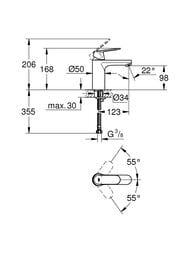 Смеситель для раковины Grohe Eurosmart Cosmopolitan 98 мм, однозахватный, черный сатин 23327KW0 — изображение 2