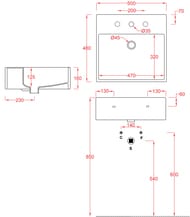 Раковина подвесная ArtCeram Quadro 500х480х160мм перелив, отв. под смеситель, цвет: белый QUL0020100
