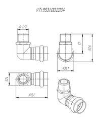 ����� �������� VALTEC 22�1/2"�, 90� ����. �����, VTi.953.I.002204