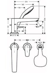 Смеситель Hansgrohe Talis E 71731000 на борт ванны, на 3 отверстия, однозахватный, хром — изображение 2