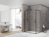 Душевой уголок BAND HOURS SMART/FLAT 810 (1000x800х1950) прозрачное стекло/профиль черный матовый