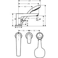 Смеситель Hansgrohe Talis E 71730000 на борт ванны, на 3 отверстия, однохзахватный, хром