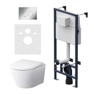 Комплект инсталляции AM.PM клавиша PrimeFit L хром + унитаз Sense FlashClean, сиденье IS90151.741701