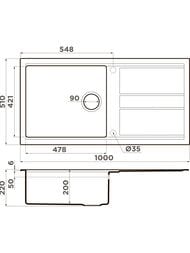 ����� Omoikiri KITAGAWA 100-WH (1000�510�200) ������������, �������, ���� ����� 4993787