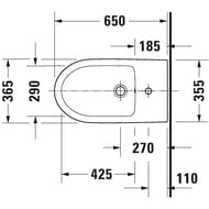 Биде напольное Duravit No.1 370х650мм, белый отверстие под смеситель 22971000002