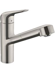 Смеситель Hansgrohe Focus M42 для кухни 150 мм вытяжной поворотный излив сталь 71814800 — миниатюра 1