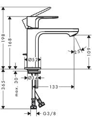Смеситель для раковины Hansgrohe Rebris S 72517670 однозахват., излив 109 мм, дон.клапан, мат.черный — изображение 2